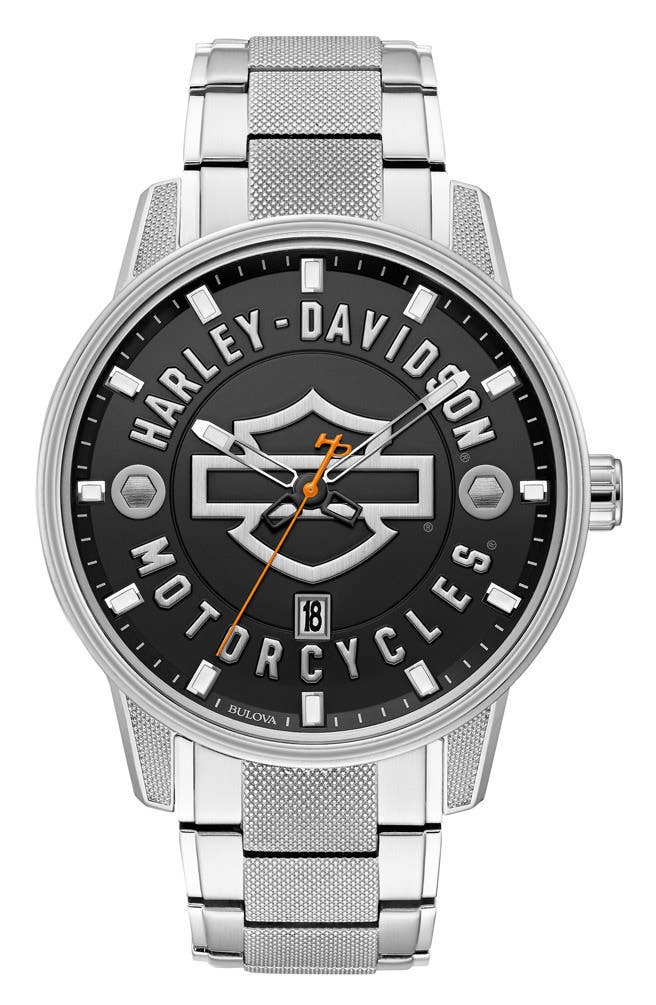 HARLEY-DAVIDSON MENS STAINLESS OPEN B&S WATCH
