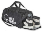 HARLEY-DAVIDSON HARLEY-DAVIDSON WILLIE G SKULL LOGO DUFFEL BAG W/ SIDE SHOE POCKET - BLACK