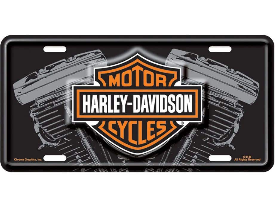 HARLEY-DAVIDSON BAR & SHIELD WITH V-TWIN AUTO STAMPED METAL