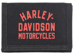Harley-Davidson Men's H-D Arched Script Logo Tri-Fold Polyester Wallet - Black
