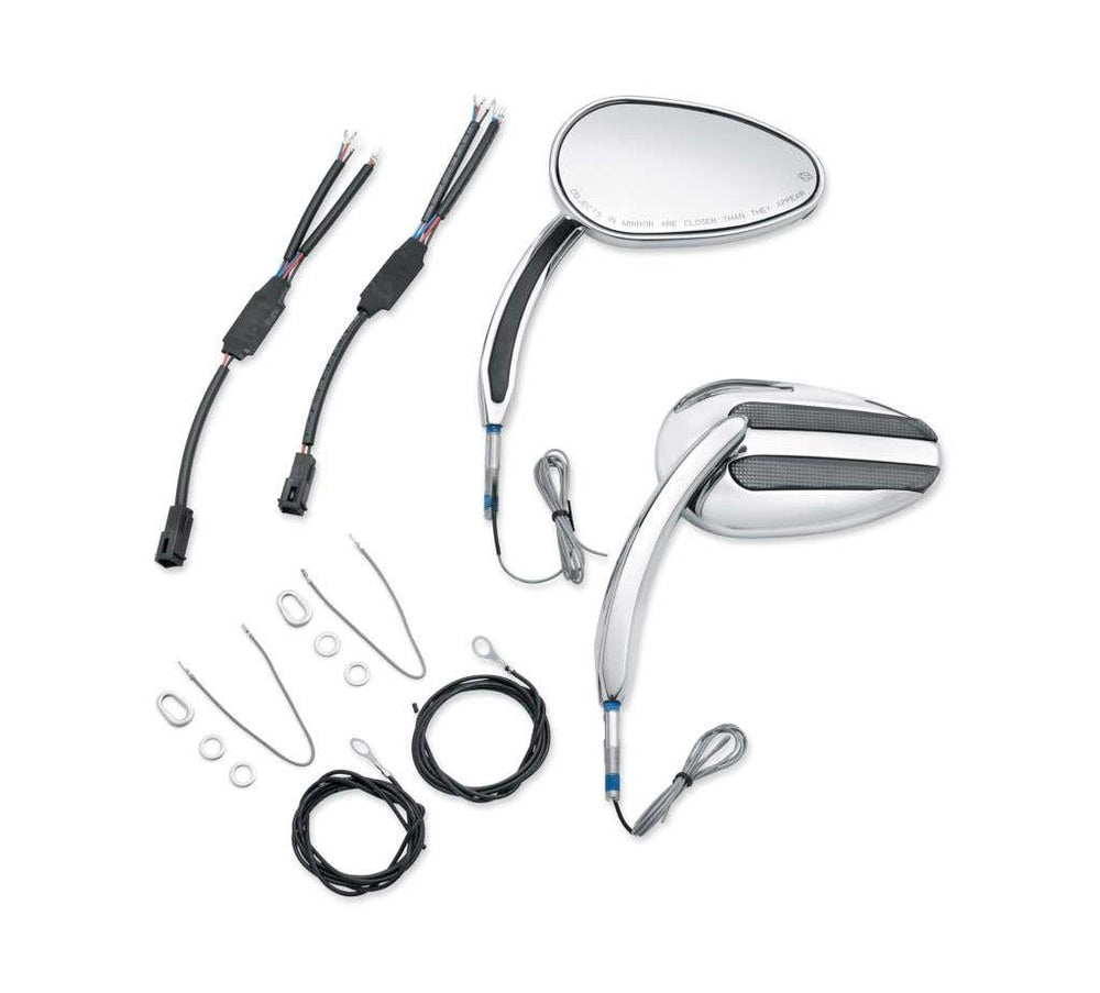 HARLEY-DAVIDSON CHROME MIRRORS WITH AUXILIARY RUNNING LIGHT AND DIRECTIONAL INDICATOR