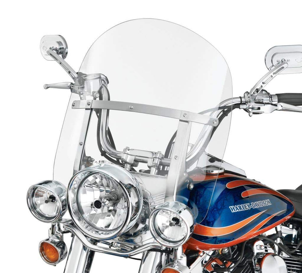 HARLEY-DAVIDSON KING-SIZE H-D DETACHABLES WINDSHIELD FOR FL SOFTAIL MODELS - 18 IN. CLEAR POLISHED BRACES