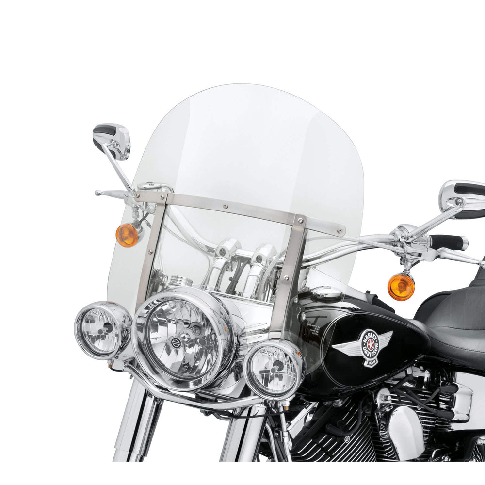 HARLEY-DAVIDSON KING-SIZE H-D DETACHABLES WINDSHIELD FOR FL SOFTAIL MODELS - 18 IN. CLEAR POLISHED BRACES