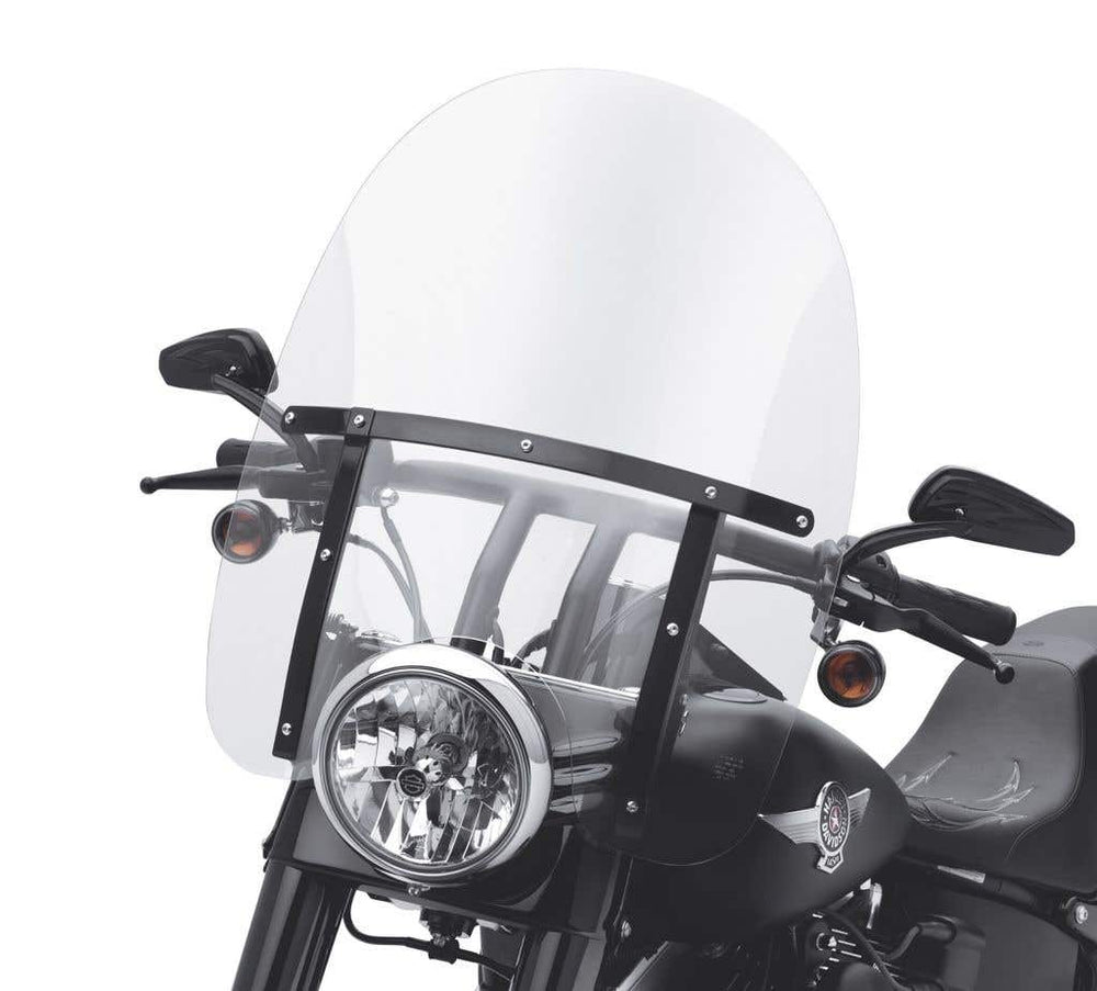 HARLEY-DAVIDSON KING-SIZE H-D DETACHABLES WINDSHIELD FOR FL SOFTAIL MODELS - 21 IN. CLEAR GLOSS BLACK BRACES