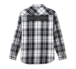 HARLEY-DAVIDSON MENS STACKED BAR & SHIELD LONG SLEEVE PLAID SHIRT