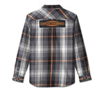 HARLEY-DAVIDSON MENS STACKED BAR & SHIELD LONG SLEEVE PLAID SHIRT