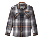 HARLEY-DAVIDSON MENS STACKED BAR & SHIELD LONG SLEEVE PLAID SHIRT