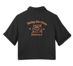 HARLEY-DAVIDSON WOMENS OLD ENGLISH ROSE CROPPED SHORT SLEEVE SHIRT