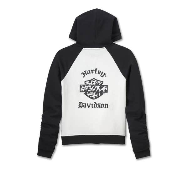 HARLEY-DAVIDSON WOMENS WILD CAT BAR & SHIELD RAGLAN HOODIE