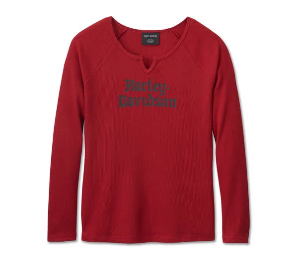 HARLEY-DAVIDSON WOMENS HARLEY-DAVIDSON OLD ENGLISH THERMAL TOP