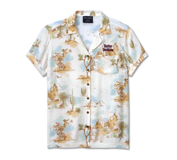 HARLEY-DAVIDSON WOMENS OUT WEST PRINTED WOVEN SHIRT