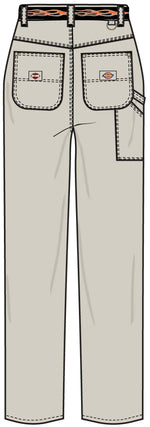 HARLEY-DAVIDSON WOMENS DICKIES X H-D FLEX FIT DOUBLE POCKET CARPENTER PANT W/ FLAME BELT
