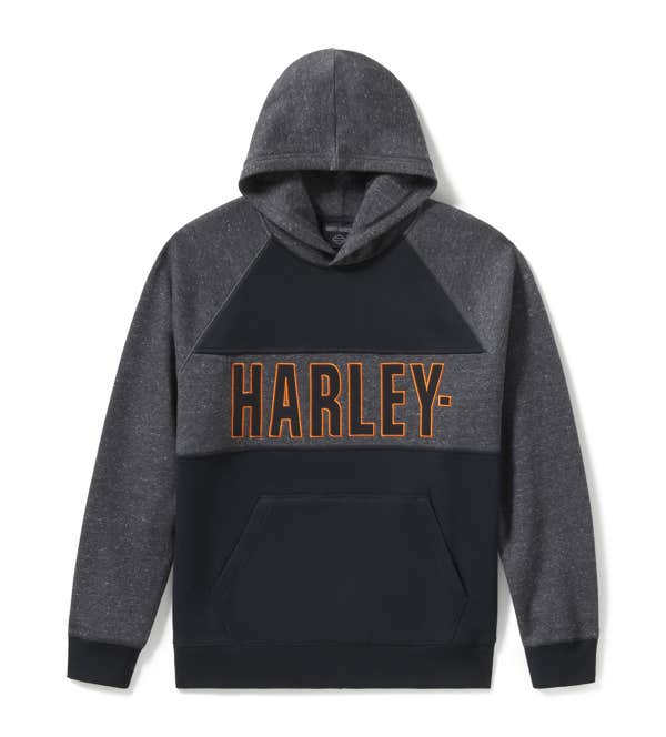HARLEY-DAVIDSON MENS BAR FONT COLORBLOCK PULLOVER HOODIE