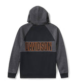 HARLEY-DAVIDSON MENS BAR FONT COLORBLOCK PULLOVER HOODIE