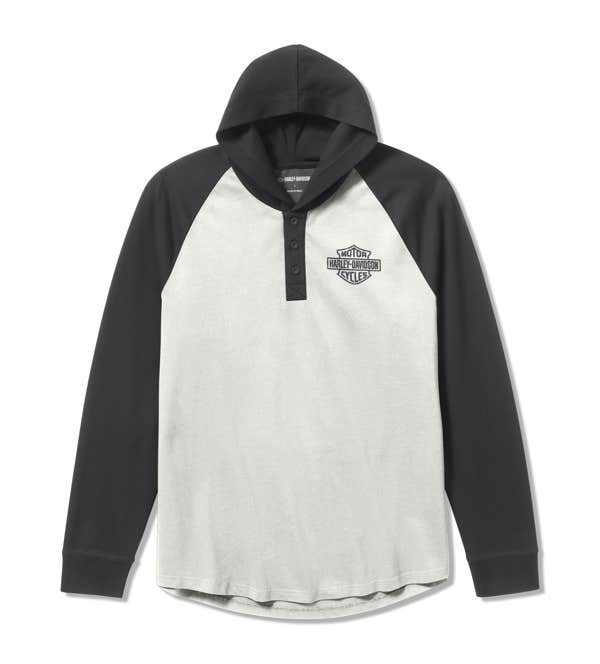 HARLEY-DAVIDSON MENS HDMC RAGLAN HENLEY WITH HOOD