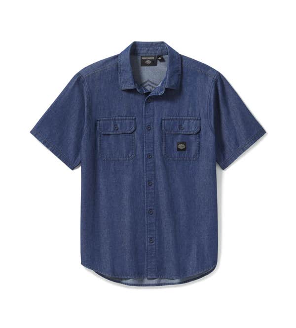 HARLEY-DAVIDSON MENS BAR & SHIELD CHAMBRAY SHIRT