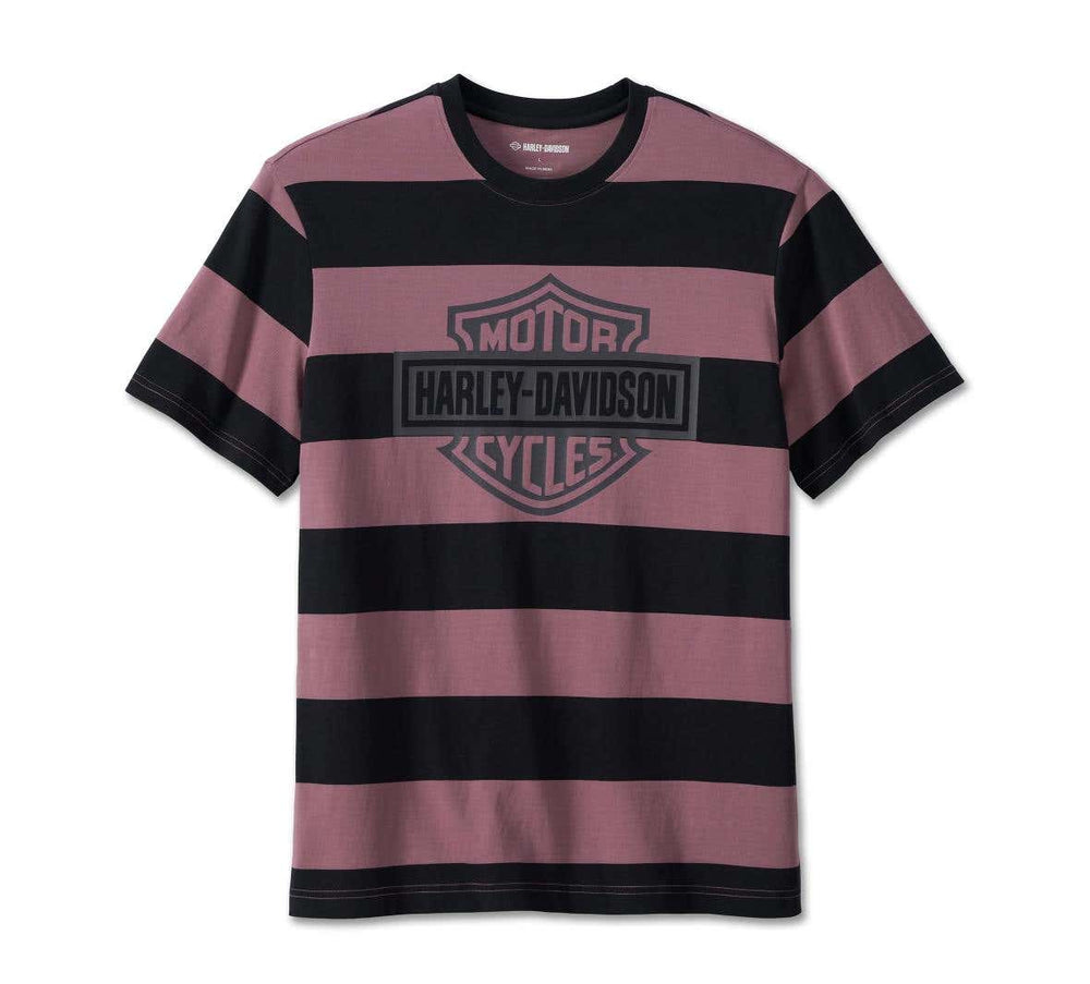 HARLEY-DAVIDSON MENS BAR & SHIELD STRIPED TEE