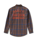 HARLEY-DAVIDSON MENS RACER FONT YARN DYED PLAID SHIRT