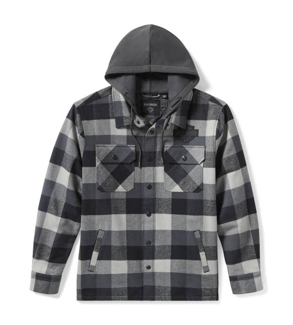 HARLEY-DAVIDSON MENS TRAVELER HOODED SHIRT JACKET