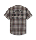 HARLEY-DAVIDSON MENS RACER FONT YARN DYE PLAID SHIRT