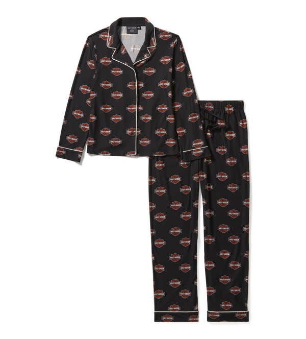 HARLEY-DAVIDSON WOMENS BAR & SHIELD BUTTON FRONT PAJAMA SET