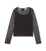 HARLEY-DAVIDSON WOMENS METALLIC DAGGER MESH LONG SLEEVE TOP