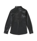 HARLEY-DAVIDSON WOMENS METALLIC DAGGER FAUX LEATHER SHIRT