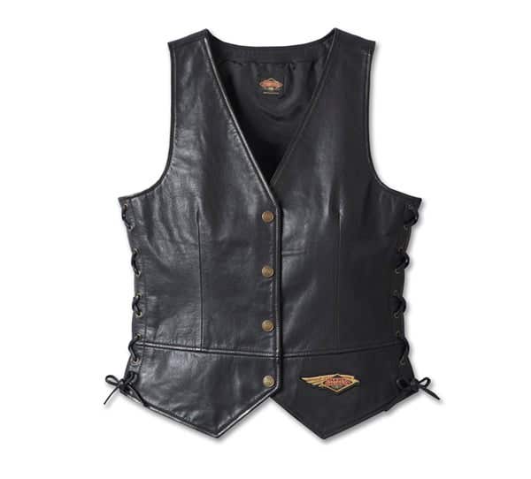 HARLEY-DAVIDSON WOMENS 120TH ANNIVERSARY LACED SIDE LEATHER VEST