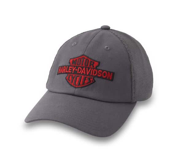 HARLEY-DAVIDSON MENS H-D OIL CAN BAR & SHIELD STRETCH-FIT CAP