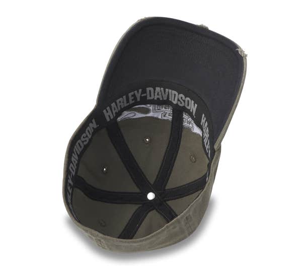HARLEY-DAVIDSON MENS FLYING LAP DISTRESSED STRETCH-FIT CAP