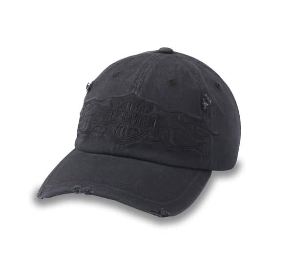 HARLEY-DAVIDSON MENS FLYING LAP DISTRESSED STRETCH-FIT CAP