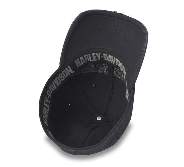 HARLEY-DAVIDSON MENS FLYING LAP DISTRESSED STRETCH-FIT CAP