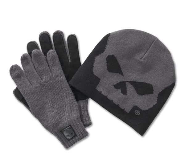 HARLEY-DAVIDSON MENS WILLIE G BEANIE AND GLOVE GIFT SET