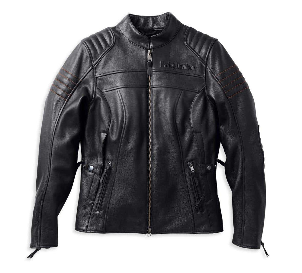 HARLEY-DAVIDSON WOMENS HEATHER AVENUE TRIPLE VENT SYSTEM LEATHER JACKET