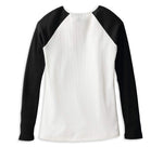 HARLEY-DAVIDSON WOMENS HALLMARK THERMAL KNIT TOP - COLORBLOCKED
