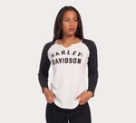 HARLEY-DAVIDSON WOMENS HALLMARK THERMAL KNIT TOP - COLORBLOCKED