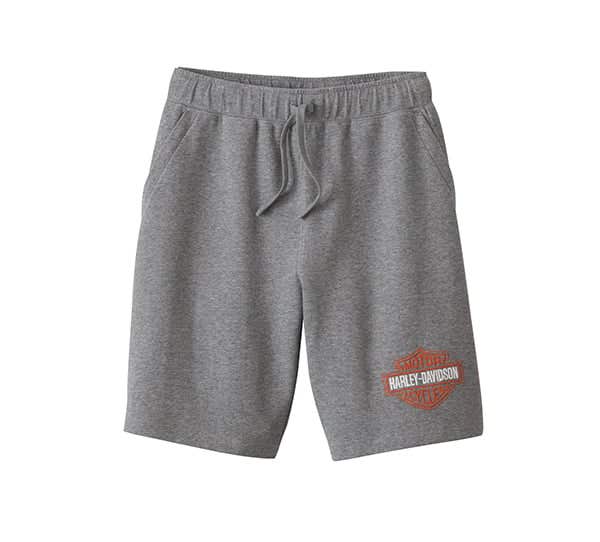 HARLEY-DAVIDSON MENS BAR & SHIELD FLEECE SHORTS