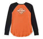 HARLEY-DAVIDSON WOMENS ESSENTIAL ARCHED FONT LONG SLEEVE RAGLAN
