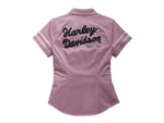 HARLEY-DAVIDSON WOMENS WOMENS ARTISAN ZIP FRONT SHIRT - DUSKY ORCHID