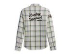 HARLEY-DAVIDSON WOMENS WOMENS GAS & OIL CONVERTIBLE SLEEVE SHIRT - YD PLAID - CLOUD DANCER