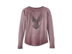 HARLEY-DAVIDSON WOMENS WOMENS THROTTLE LACE-UP KNIT TOP - GRAPE SHAKE