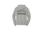 HARLEY-DAVIDSON WOMENS WOMENS SPECIAL RACER FONT ZIP FRONT HOODIE - LIGHT GREY HEATHER