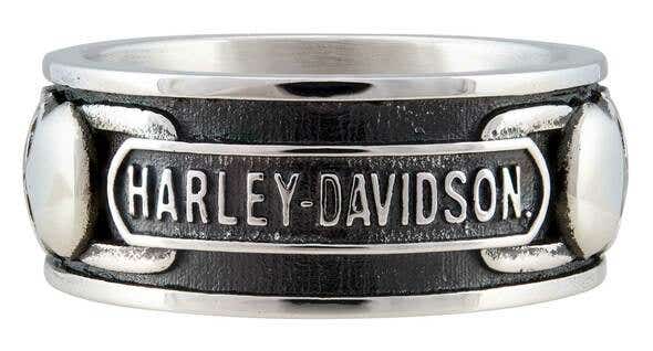 HARLEY-DAVIDSON MENS SKULL + CHAIN BAND RING