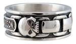 HARLEY-DAVIDSON MENS SKULL + CHAIN BAND RING
