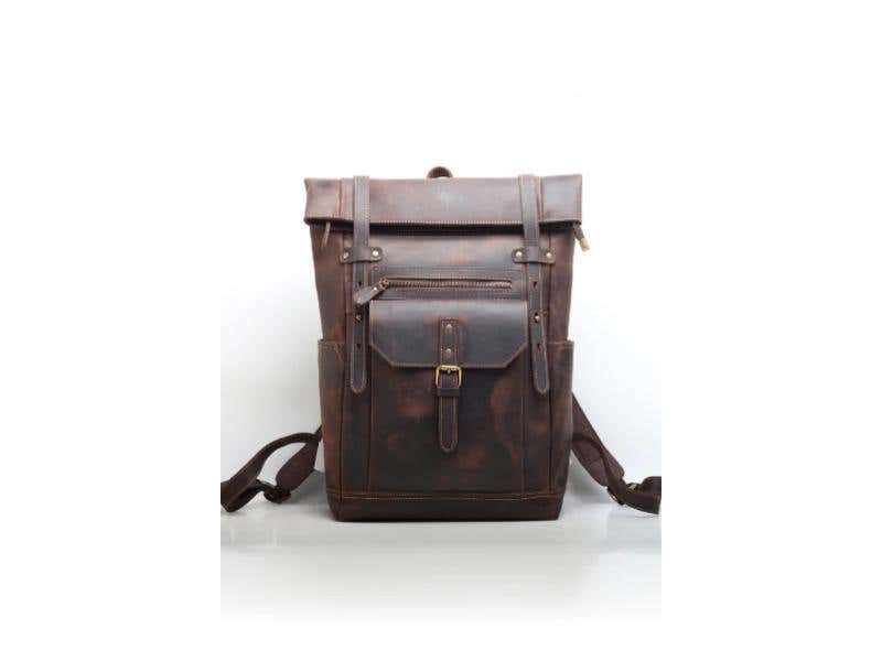 MERLA MOTO SHADOW RIDER LEATHER BACKPACK - BROWN