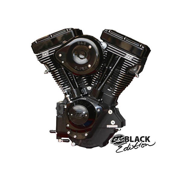 S&S CYCLE PERFORMANCE 111CI EVO BLACK EDITION ENGINE.