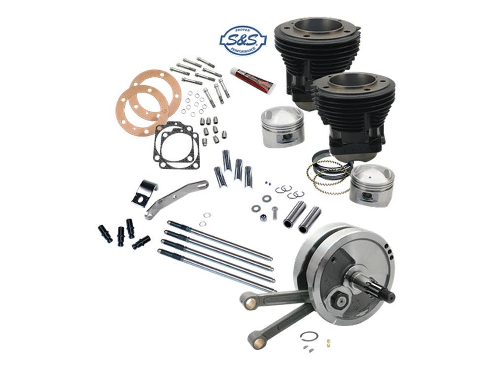 S&S CYCLE PERFORMANCE 93IN. SIDEWINDER BIG BORE STROKER KIT - GLOSS BLACK. FITS BIG TWIN SHOVEL 1970-1984