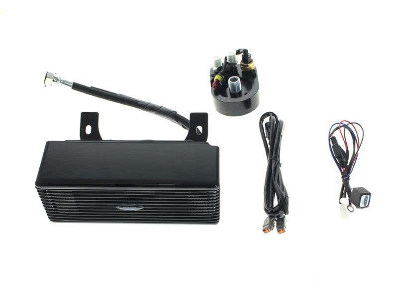 ULTRA COOL OIL COOLERS FAN ASSISTED LOW MOUNT OIL COOLER KIT - GLOSS BLACK. FITS TOURING 1994-2008