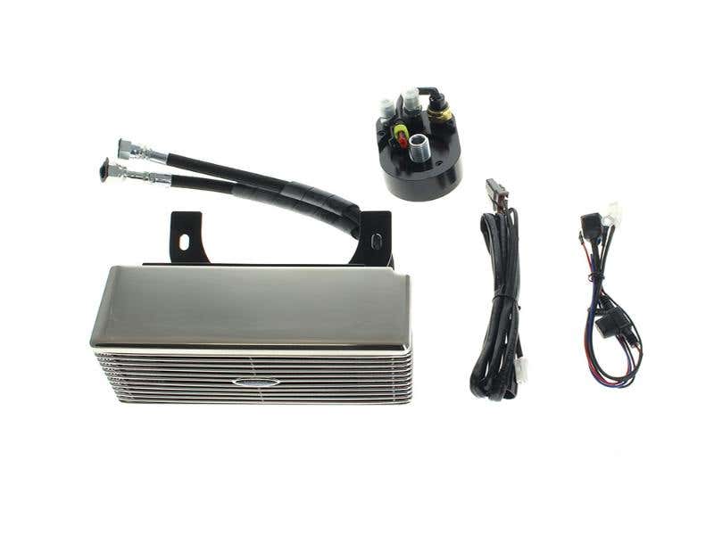 ULTRA COOL OIL COOLERS FAN ASSISTED LOW MOUNT OIL COOLER KIT - STAINLESS STEEL. FITS TOURING 1994-2008