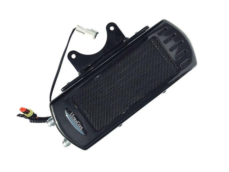 ULTRA COOL OIL COOLERS FAN ASSISTED SIDE MOUNT OIL COOLER KIT - GLOSS BLACK. FITS TOURING 2009-2016